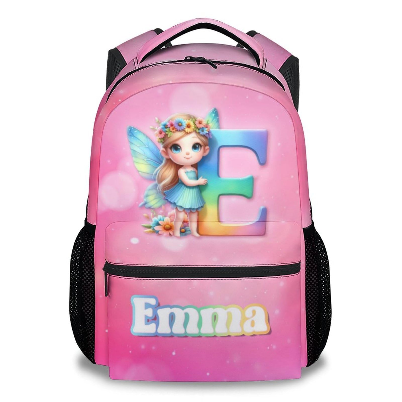 MEETUHONEY Fairy Backpack for Girls, 17 Inch Cute Elementary School Backpacks for Kids, Pink Portable Lightweight Kindergarten Bookbag for Primary