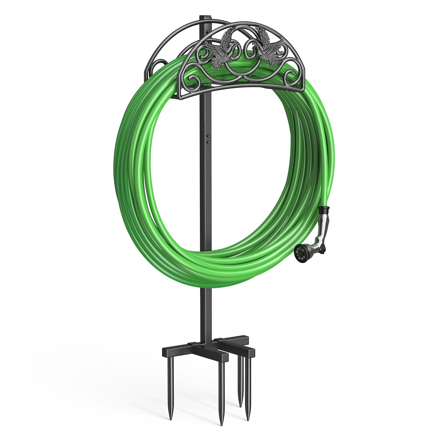 Support pour Tuyau d'arrosage de 109,5 cm, support sur pied en forme d'oiseau, support métallique amovible pour tuyau d'arrosage, pour le jardin et la pelouse