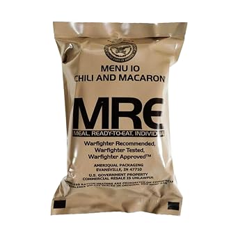Nutrient-Rich MREs - Portable Food Survival Meals - Long Shelf Life Ready to Eat Emergency Rations - Made in USA Chili & Macaroni - 2024 Inspection
