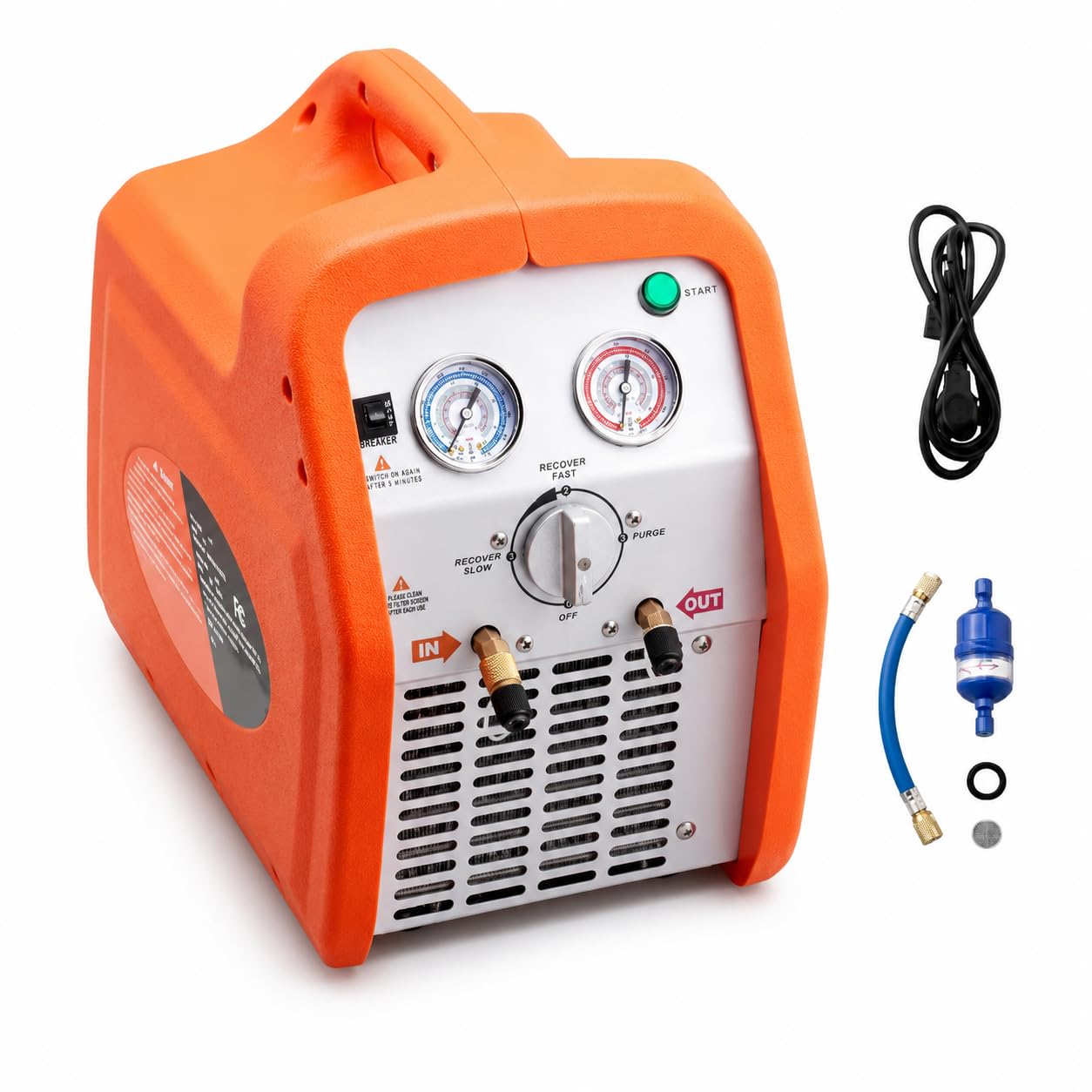 Máquina de recuperación de refrigerante 220-240 V, unidad de recuperación de CA portátil para HVAC automotriz, extracción de vapor y líquidos, diseño eficiente y compacto