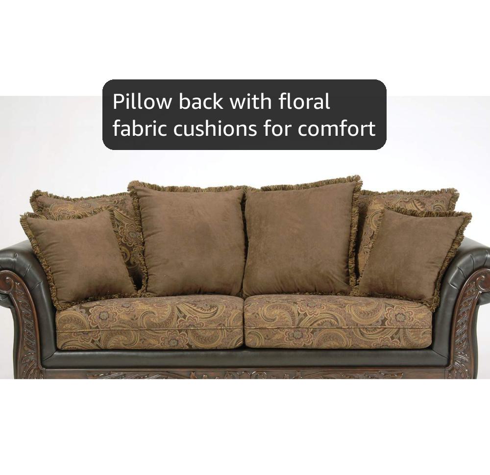 Amazon.com: Roundhill Furniture San Marino 2-Tone Fabric Sofa