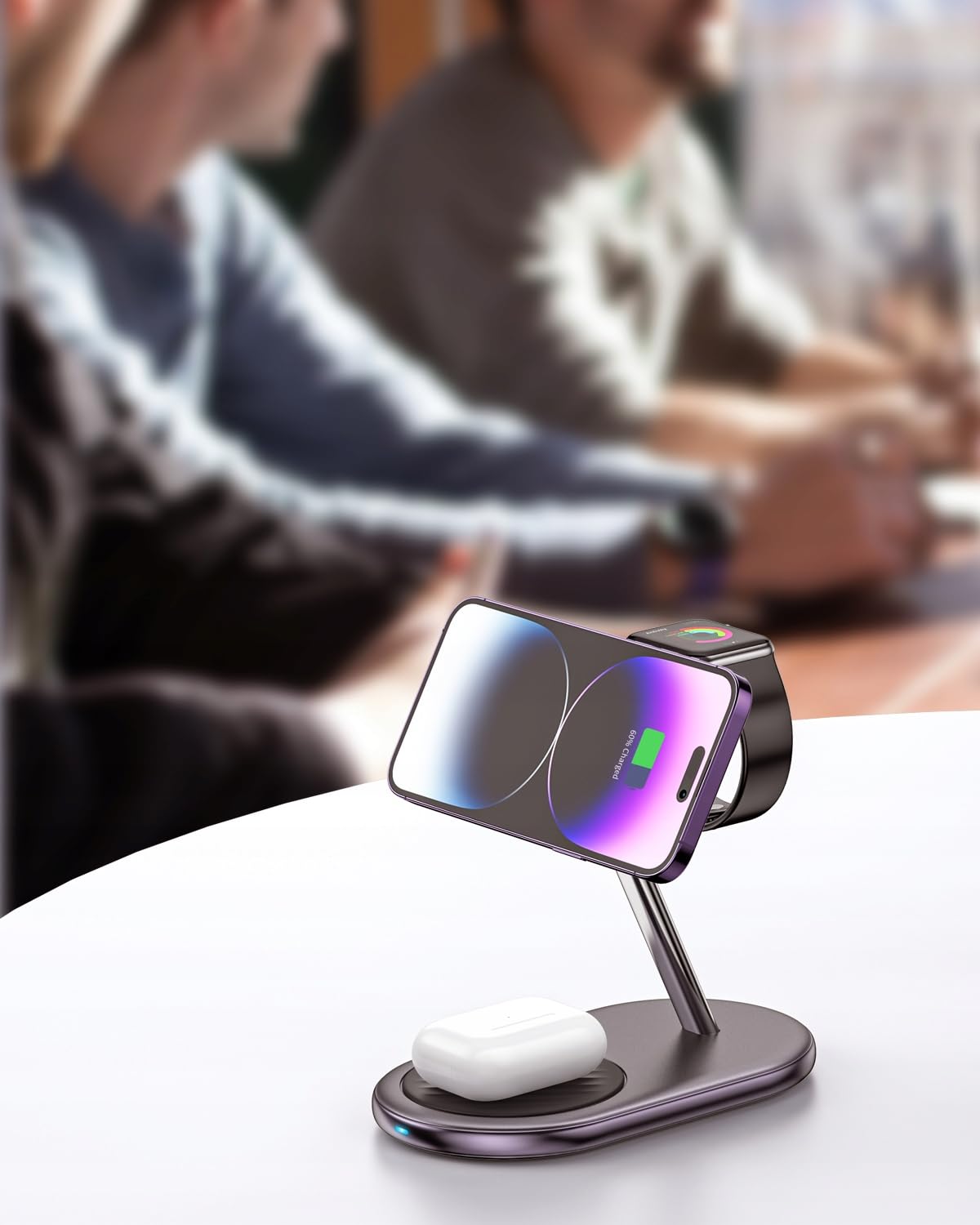 Innostyle Cargador inductivo para MagSafe, estación de Carga 3 en 1, Carga rápida de 15W, Compatible con iPhone Serie 12/13/14/15, Airpods 2/3/Pro, Apple Watch