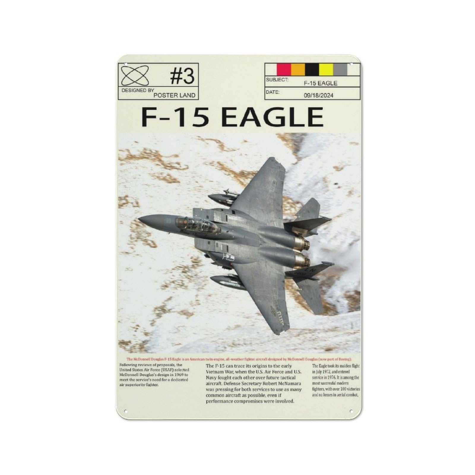 Junmoney F15 Eagle Aircraft Industrial-Style Metal Sign 30X20cm For Home Bar Wall, Housewarming Wall Decor For People Furnishing Home Bar