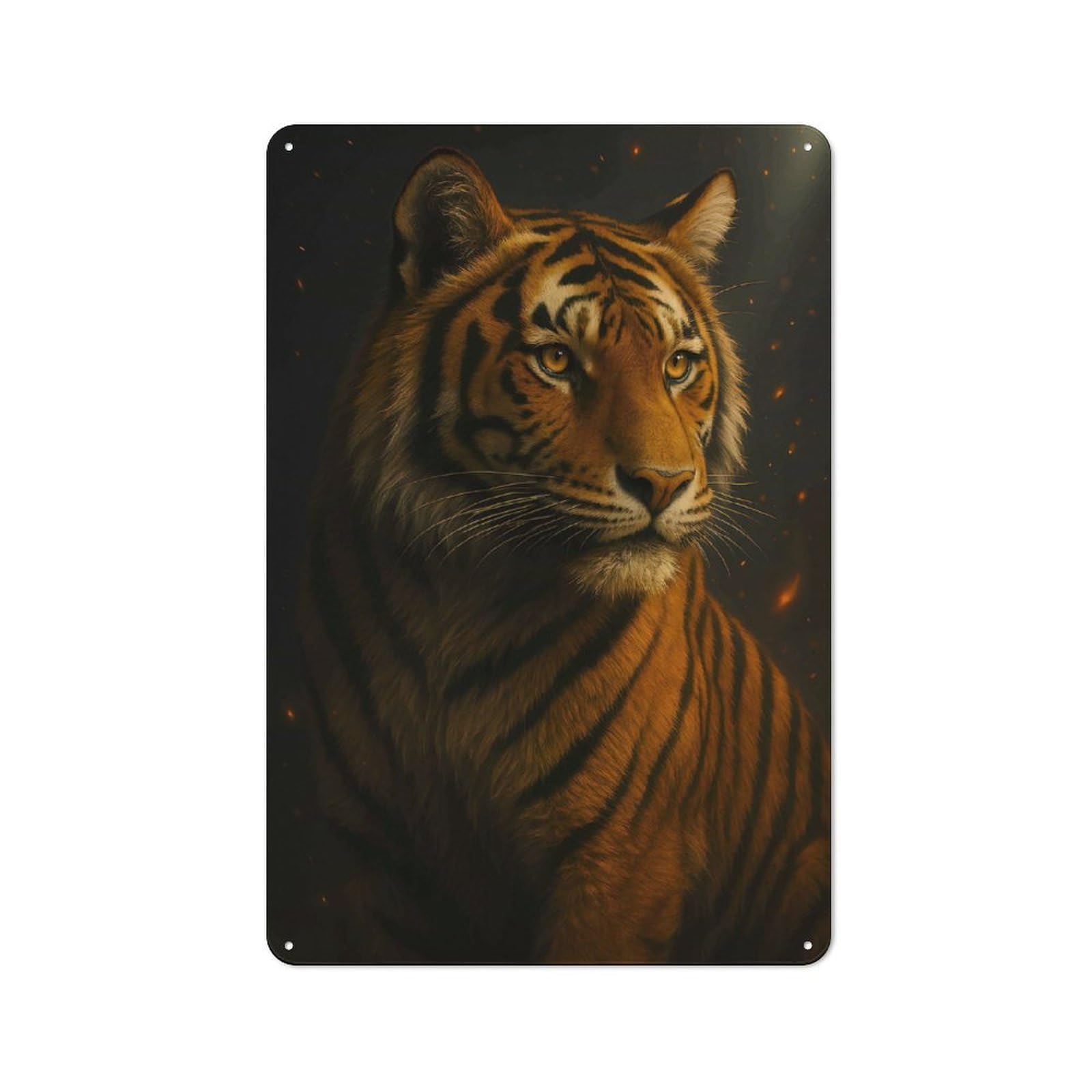 Decorative Metal Sign with Majestic Tiger Portrait Design 30x20cm, Cosy Cafe Wall Decor for Kitchen, Cafe, Pantry Or Dining Room
