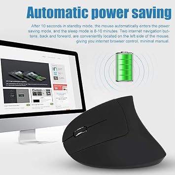 2.4GHz Mouse,Ergonomic Left Handed Vertical Mouse,6 Keys Optical Mouse with Nano USB Receiver,800/1200/1600 Adjustable DPIs,for Laptop PC Computer/for/for Linux