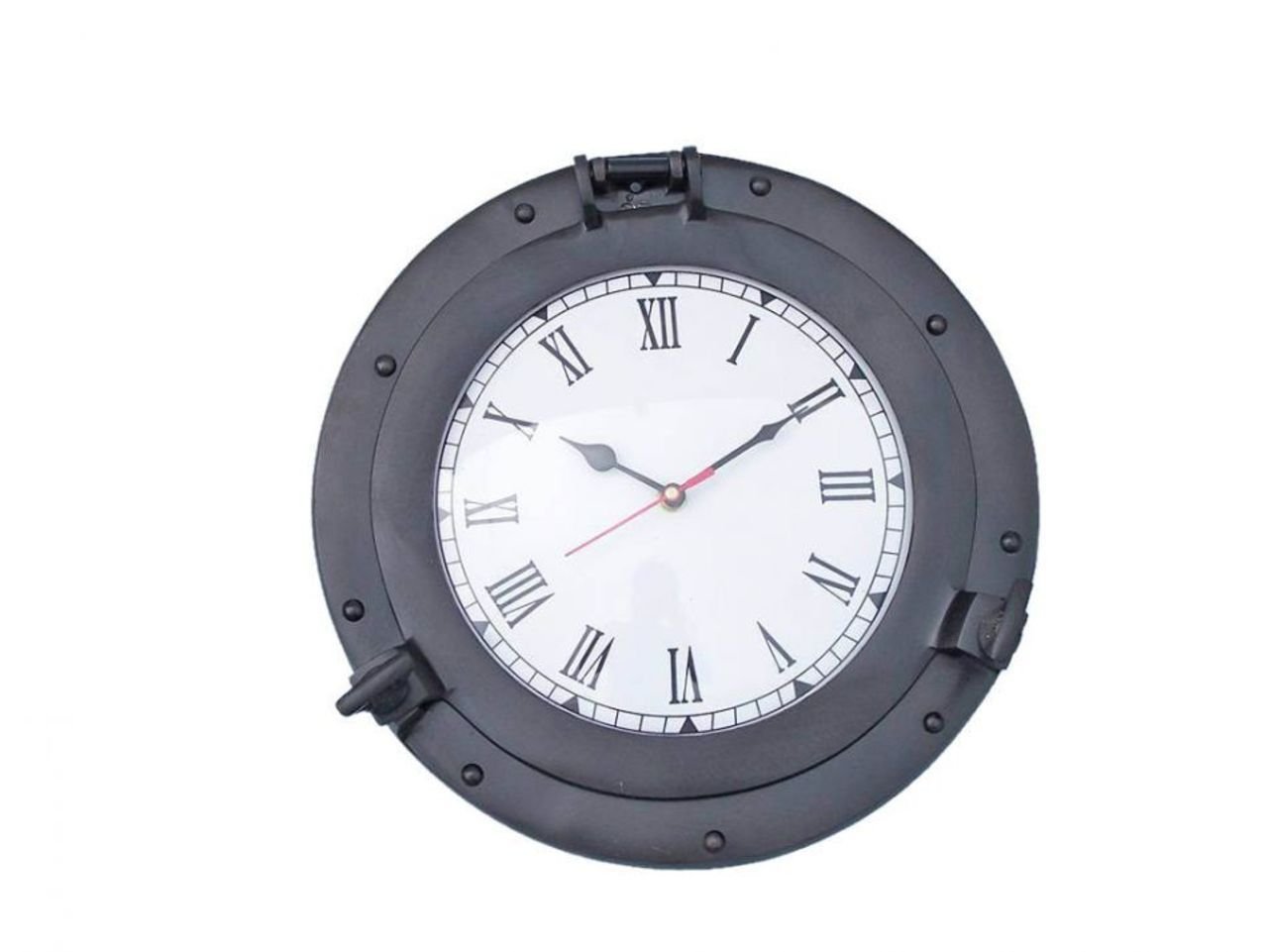 Handcrafted Nautical Decor Decorative Ship Porthole Orologio da Parete, Black, 30,5 cm