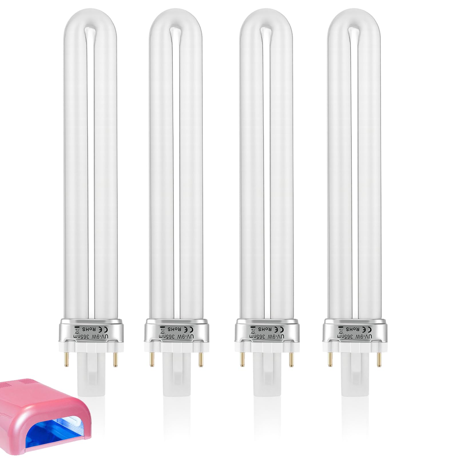 Lot de 4 ampoules UV de rechange 9 W 365 NM pour ongles en gel, lampe UV pour ongles en gel, lumière U V pour ongles à faire soi-même
