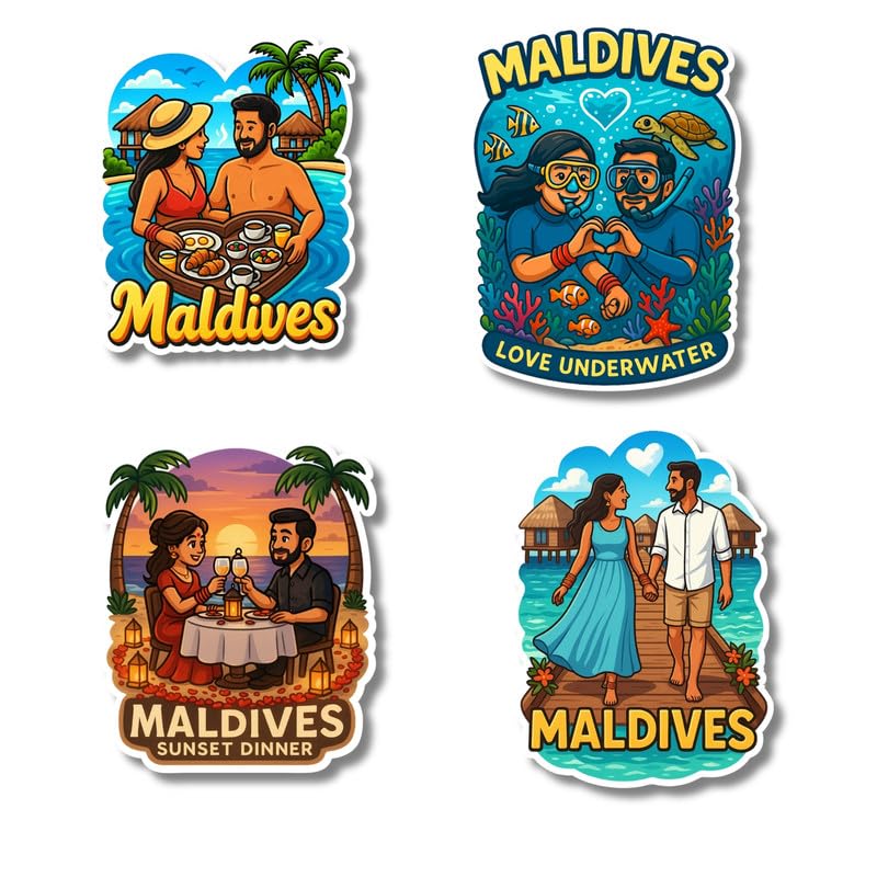 Regalo Casila Maldives Fridge Magnet for Couples Travel Lovers Home Kitchen Decor Romantic Gift for Husband Wife Friends Anniversary Set of 4-image-46