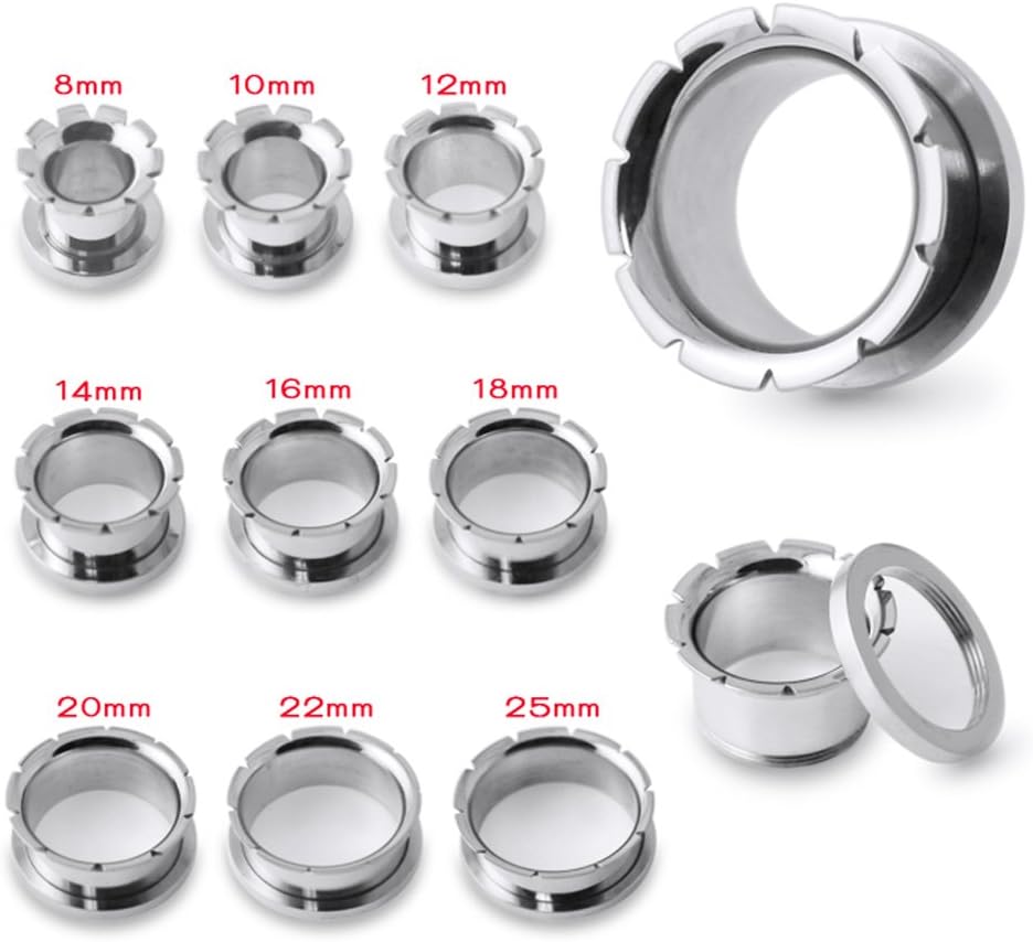 Hollow Grooved and Flared Front 316L Surgical Steel Flesh Tunnel Ear Gauge Body Piercing Jewelry