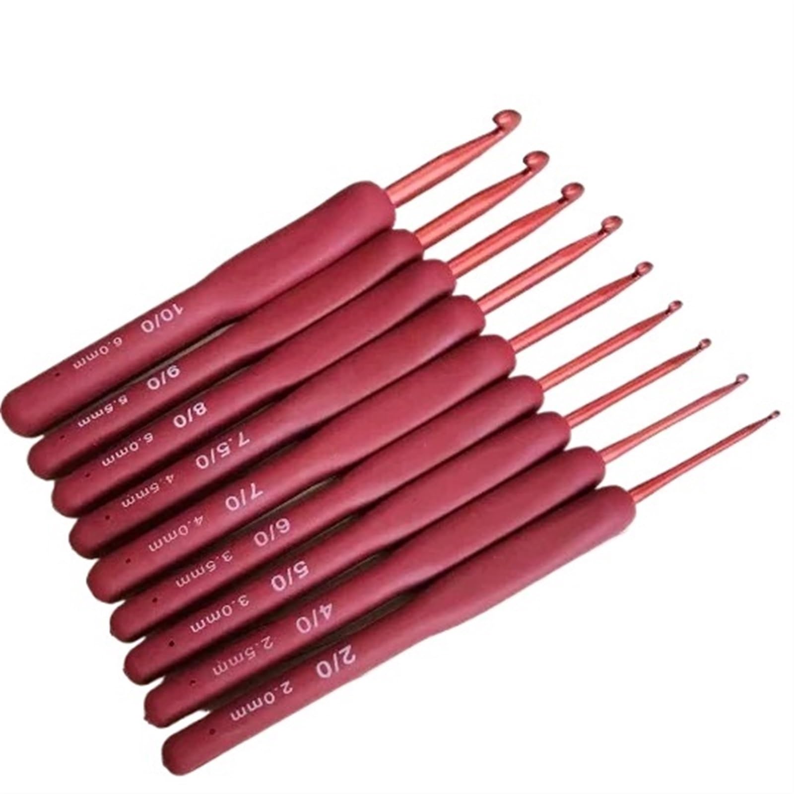 L6NqIAG Crochet Kit 9Pcs Red Crochet Hooks Ergonomic Hook Set Soft Touch Aluminum Needle for Kit for Beginne