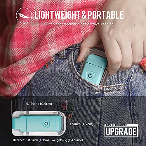 Image of EGWASER Book Light for Reading in Bed, USB Rechargeable Clip on Book Lights, 3 Brightness Adjustable Dimmable Bookmark Light for Eye-Protection, Reading Lamp for Bookworms, Travel (2-Pack Blue)