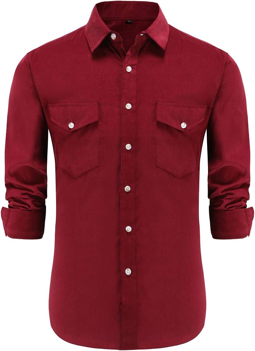 Corduroy Shirts for Men Long Sleeve Camisa de pana para Hombres
