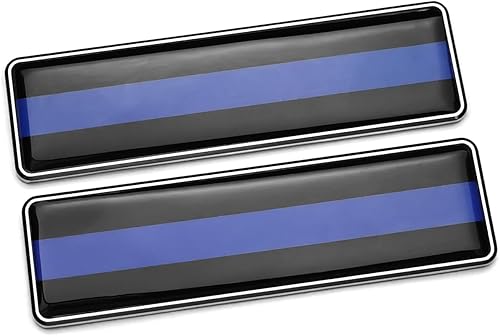 Un par de calcomanías adhesivas de metal 3D de línea azul delgada para automóvil universal para oficina en casa 4.114 * 1.181 in