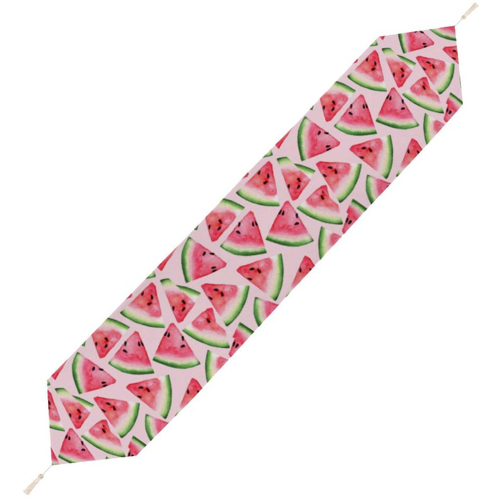 JZemdybill 200*33cm Table Runner with Tassel, Fruity Watermelon Table Runner, Table Decoration for Kitchen, Party, Restaurant