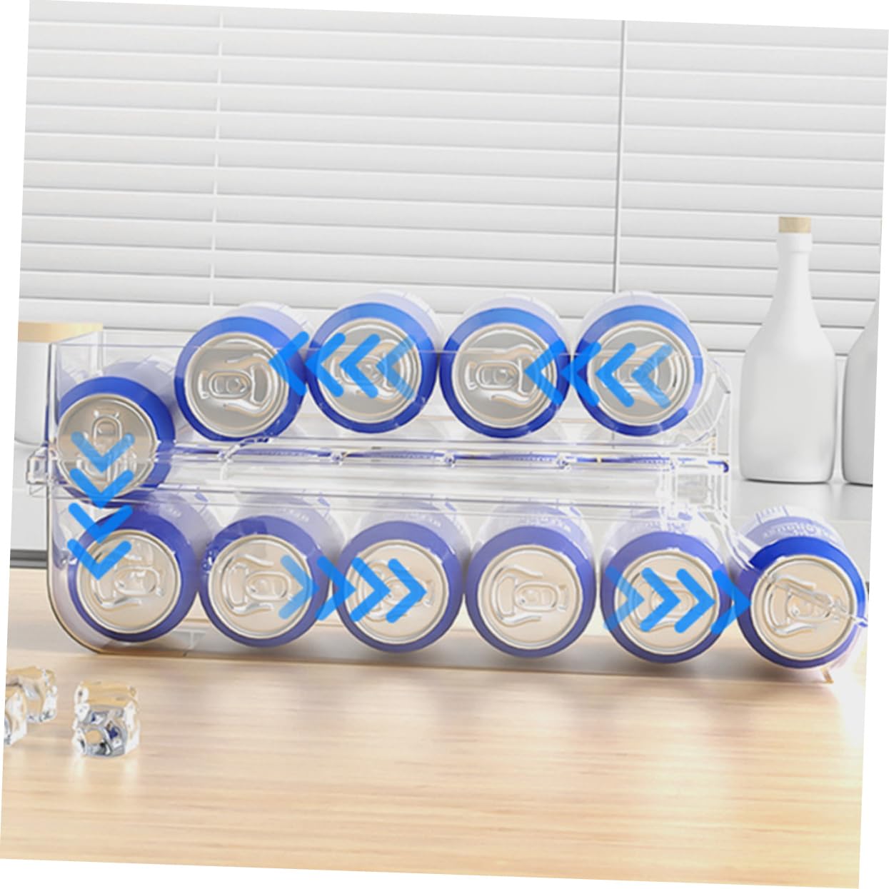 VICASKY Organizador de Latas para Refrigerador Diseño de Doble Capa, Plástico Resistente y Dispensador de Bebidas Adecuado para Cocina y Hogar