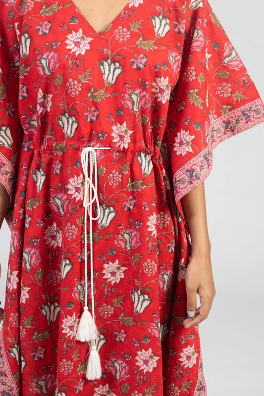 Image of NIHSAMAH Cotton Kaftan Nighty for Women, Printed Premium Stylish Loungewear, Comfortable Nightwear, Sleepwear for Ultimate Relaxation