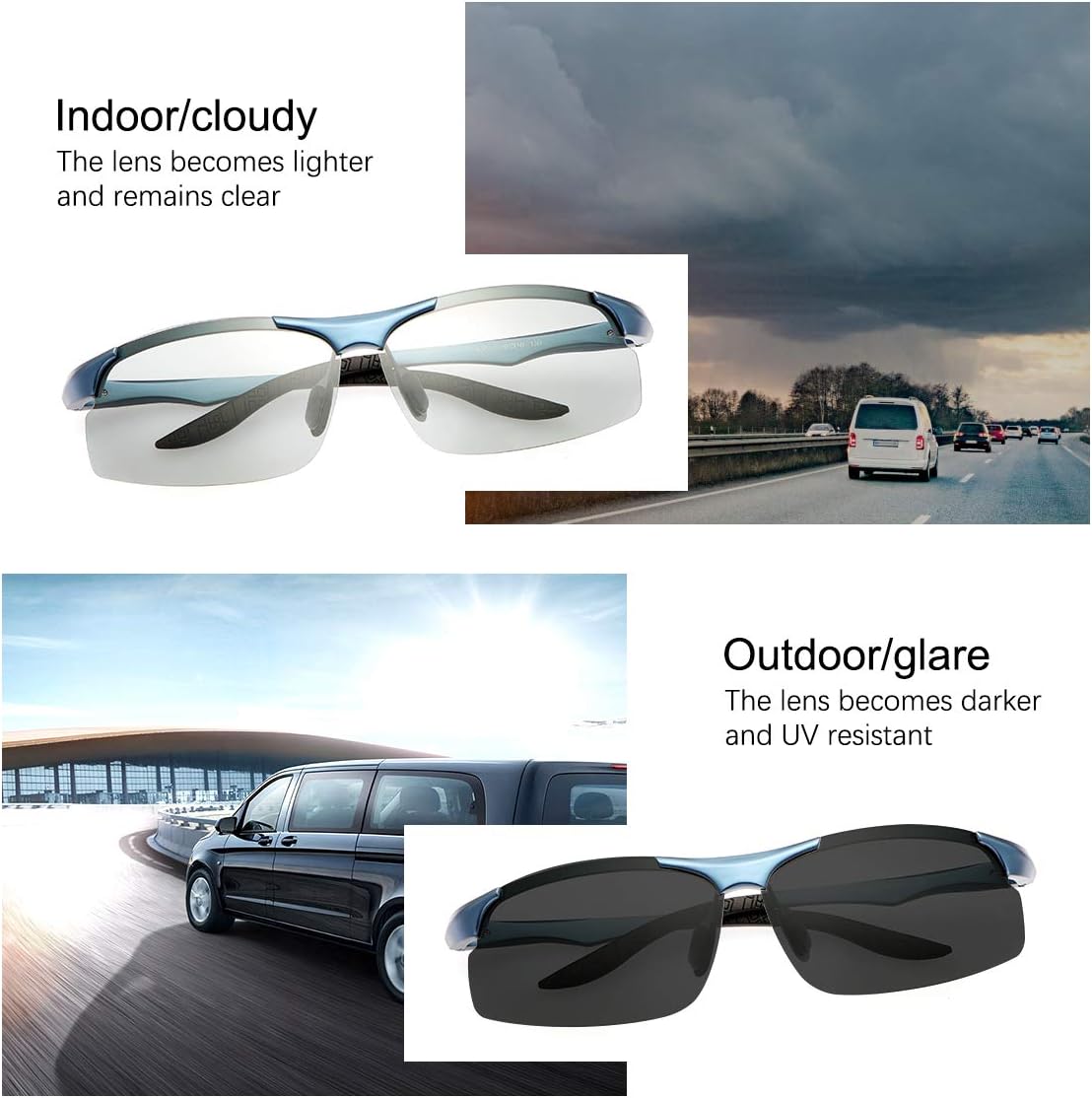 YIMI Men Photochromic Polarized Sports Sunglasses Cycling Fishing Driving Glasses UV Protection Eyeglasses Anti Glare Eyewear - Image 5