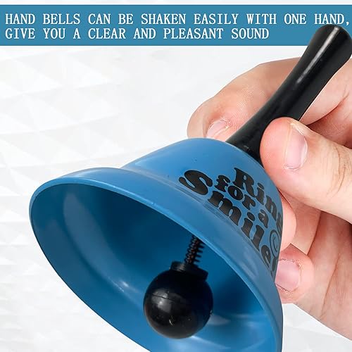 Miniatura 2 de Campana de mano de metal azul – Campana de aula de 5.3 pulgadas para escuelas, oficinas, hoteles