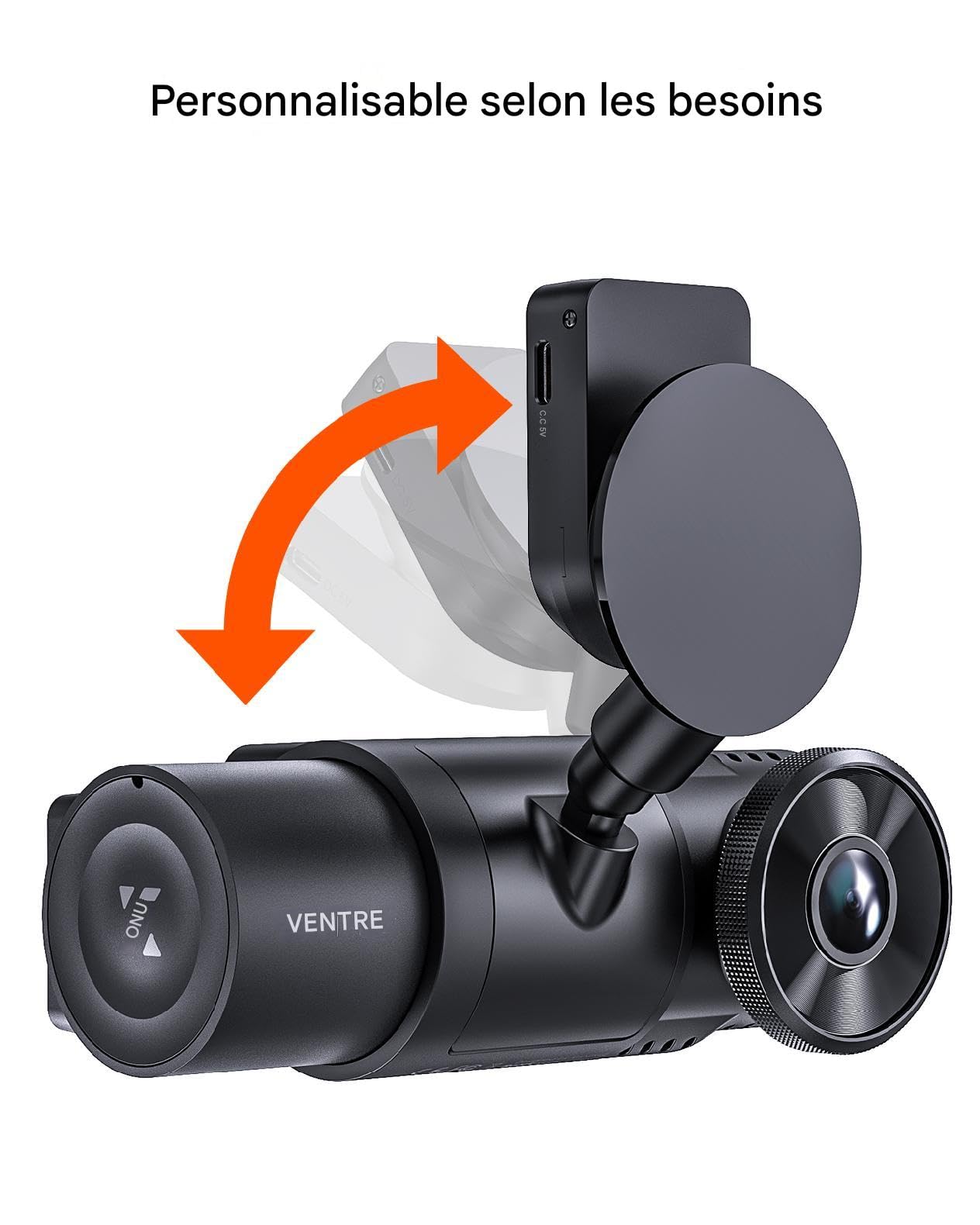 VANTRUE Support à Ventouse GPS pour caméra embarquée N2X / N5S / N4PS / N4S, Enregistrement GPS (Position, itinéraire et Vitesse), Port USB-C, Prise en Charge de la Connexion avec Module LT01 LTE