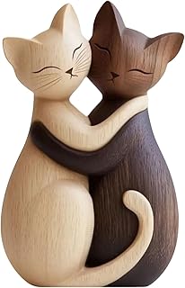 Sculpture en Bois de Chatons – Décoration de Bureau Plate 2D avec câlin, décoration Chat, décoration pour Maison et Bureau, Cadeau Unique pour Amoureux des Chats