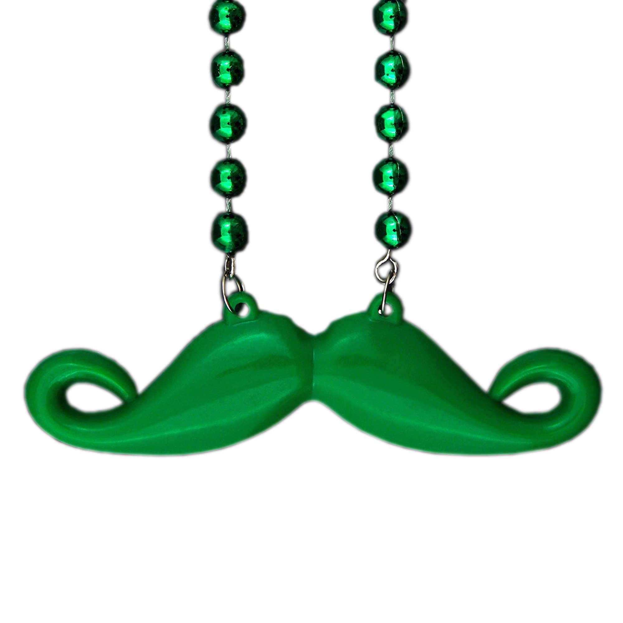 blinkee Funky Mustache Beaded Necklace Green Pack of 12