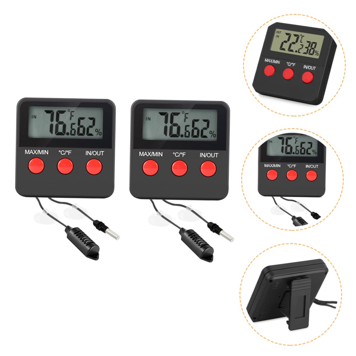 ORFOFE 2juegos Termómetro Digital Medidor De Humedad Monitor De Temperatura y Humedad Para Reptiles