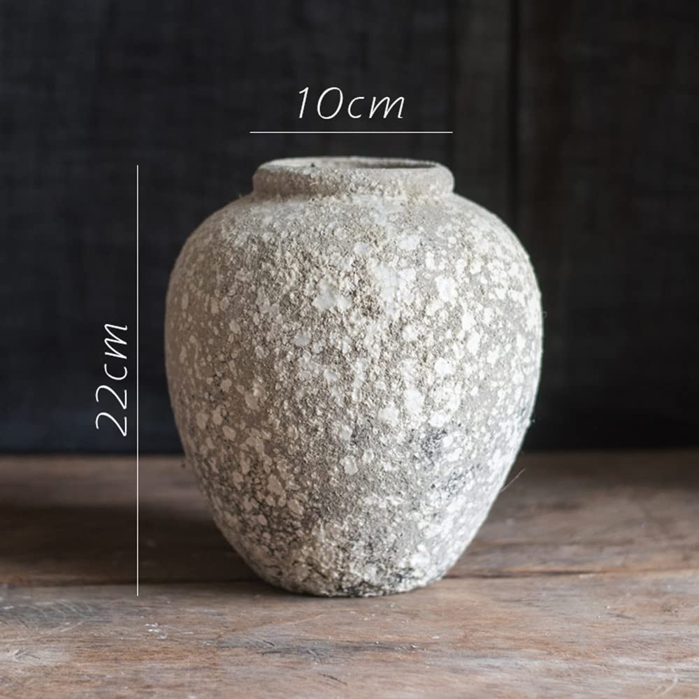 Jarrón de escritorio, jarrón de suelo retro para el hogar, jarrón moderno con flores secas, adornos decorativos, macetas de barro retro, cerámica de piedra hecha a mano, decoración para sala de estar