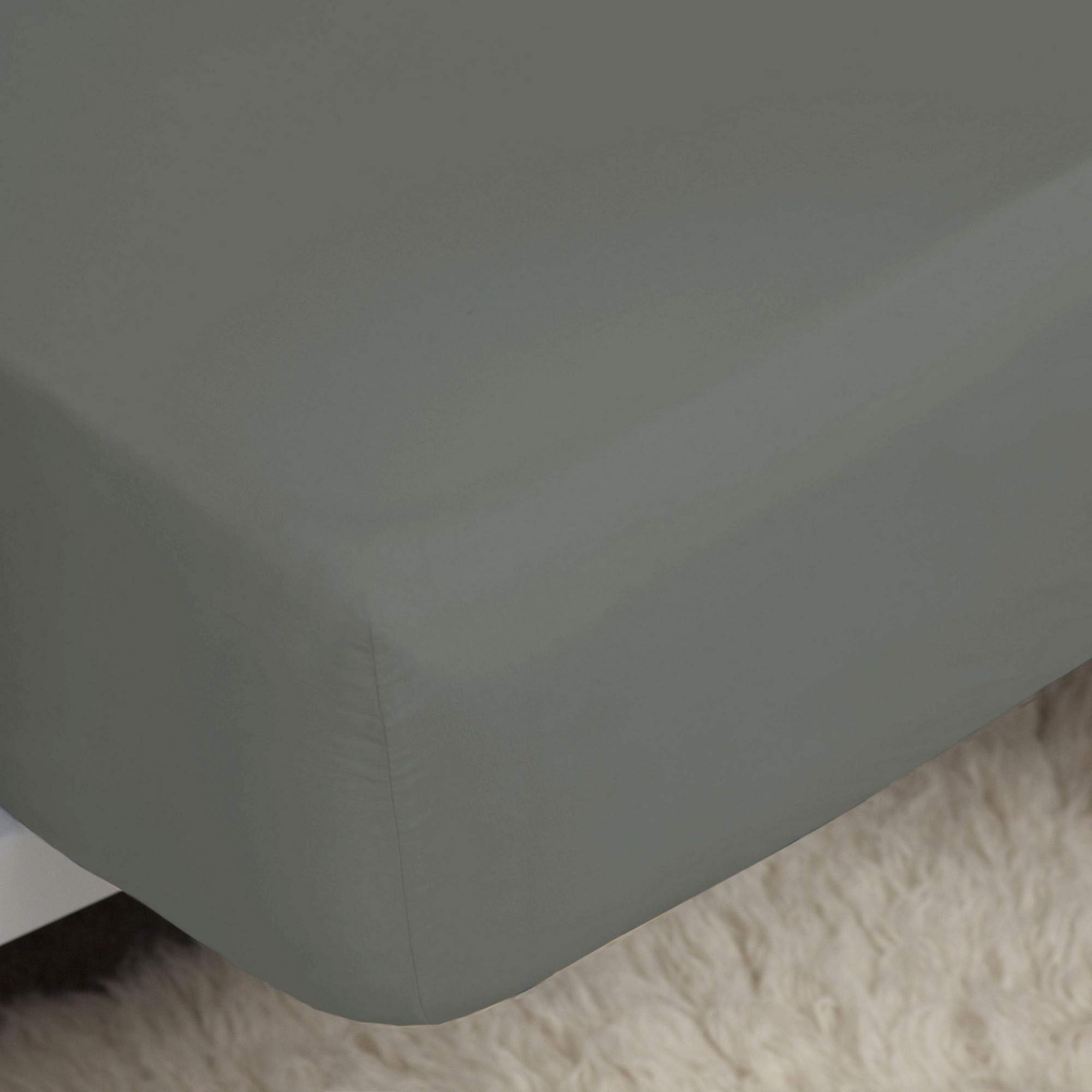 Belledorm Easy Care 200 Thread Count Cotton Polyester Percale 38cm Deep Fitted Sheet - King - Dark Grey