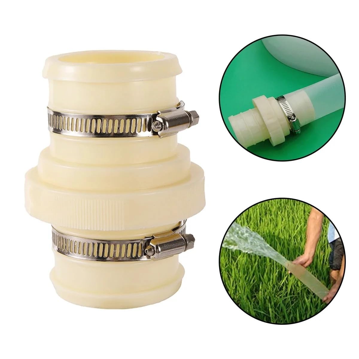 Accesorios para tuberías de riego, Conector de tubería Correa Agua, Abrazadera Acero Inoxidable, 2-4 Pulgadas, riego Invernadero jardín