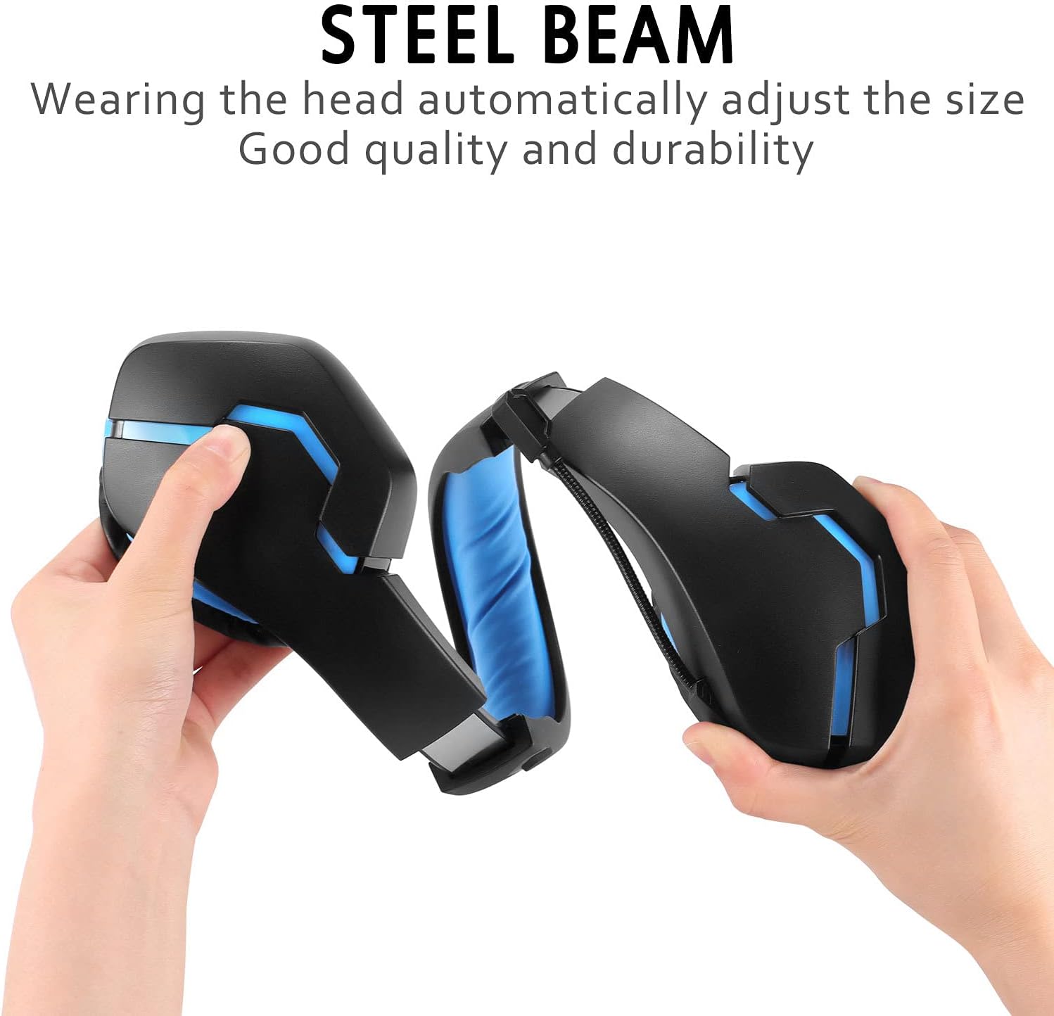 GAMURRY Cuffie Gaming per PS4,Gaming Headset,Cuffie da Gioco con Cavo USB Audio Jack 3,5 mm,Cuffie Over Ear con Microfono Luce LED e Controllo Volume,per PS4 Xbox One S,PS vita,PC,etc（Nero Blu） - Immagine 3