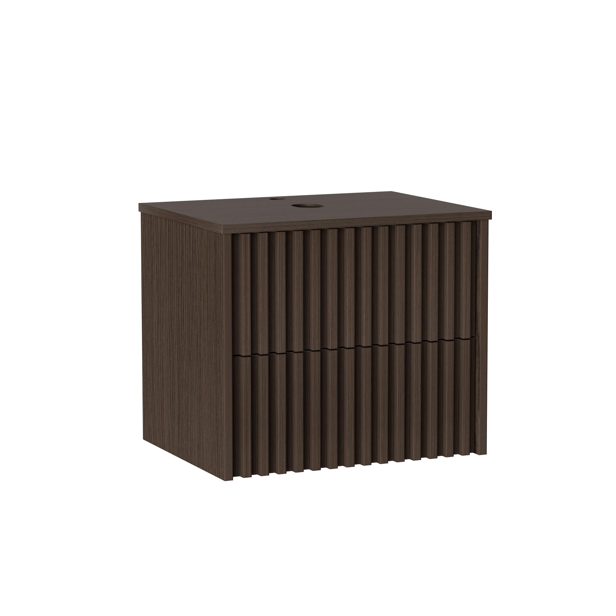UEV Waschbeckenunterschrank für Gäste-WC/kleines Bad, Waschtisch kleine 61cm, Badschrank, Badezimmerschrank, Waschtischunterschrank hängend, Waschplatz ausreichend Stauraum Platzsparender Dunkelbraun
