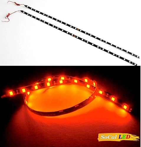 SOCAL-LED - Tiras de luces LED flexibles rojas de alta potencia 5050 12 SMD, 2 unidades de 23.6 in, 12 SMD, luz de acento bajo el salpicadero,
