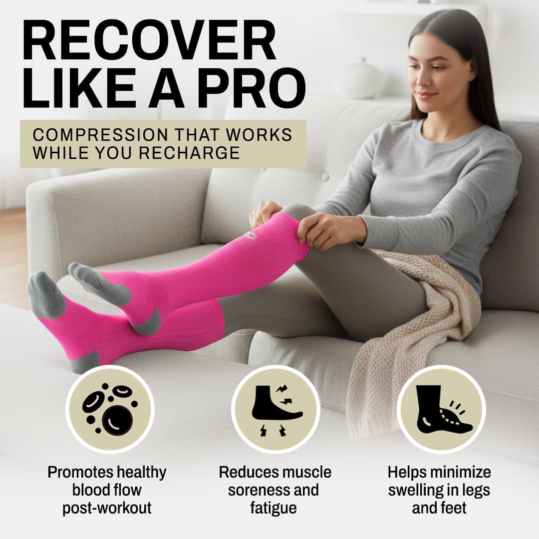PRO Compression Running Marathon Socks - Calf-Length Travel and Sports Compression Socks for Foot and Ankle Support, Unisex - Image 7