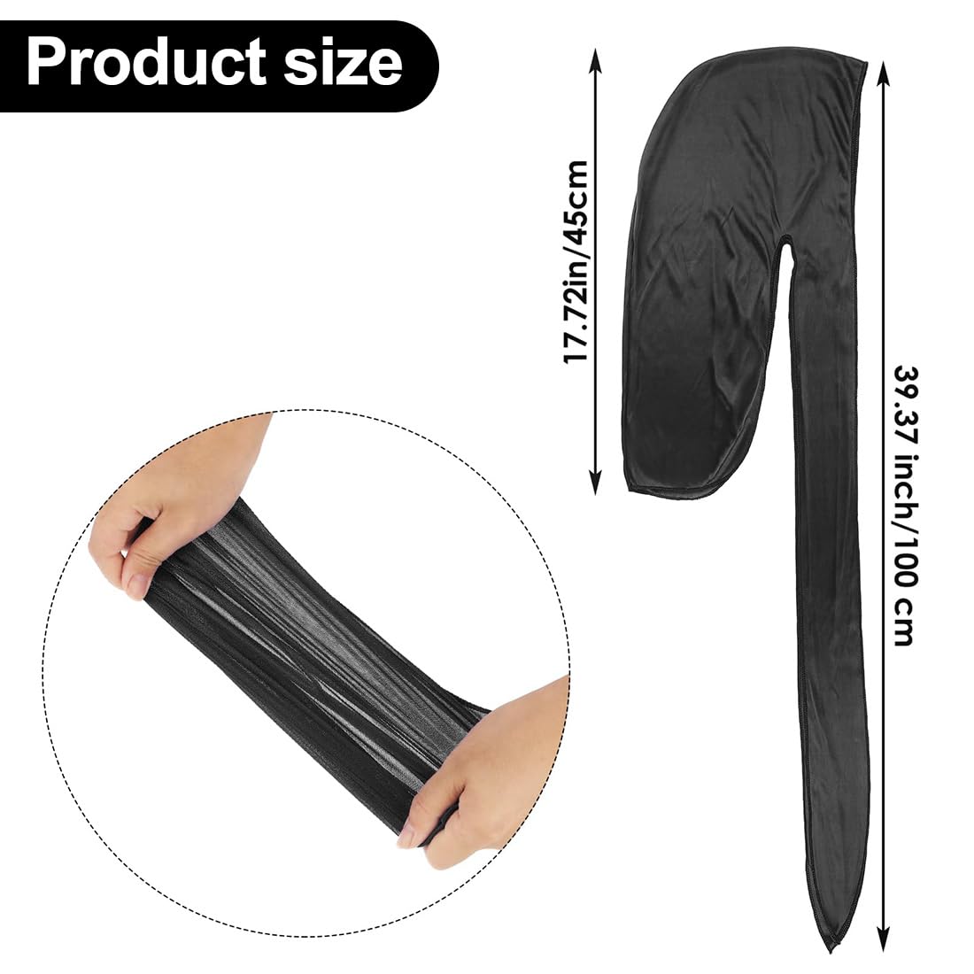 2 Piezas Durag de Seda Gorro de Onda Elástico Envoltura de Cabeza con Cola Larga Correas Anchas Unisex Poliéster Turbante Sedoso Durag de Onda Transpirable Pirata Cap de Hombres Mujeres