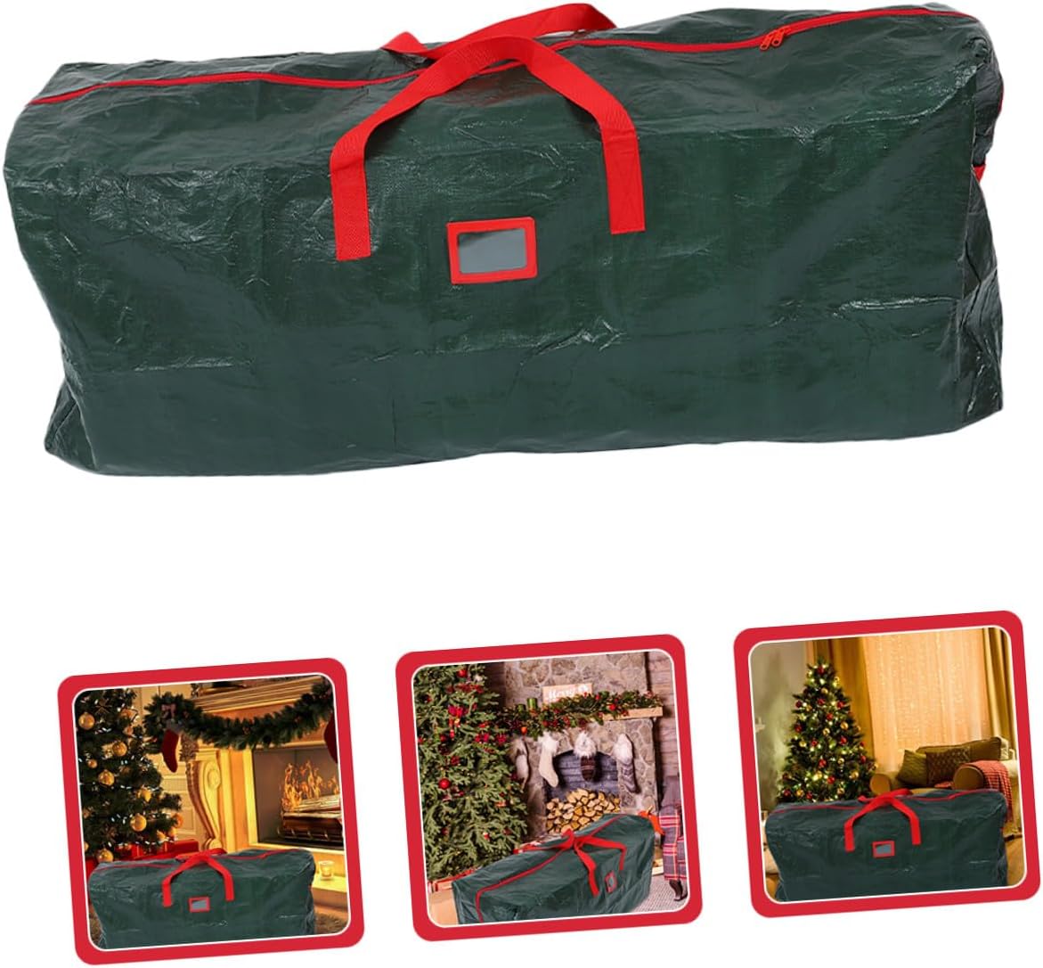 Christmas Tree Storage Bag Large Zippered Xmas Tree Pouch Waterproof Dustproof Green 165x38x76cm with Handles for Holiday Decor Organization