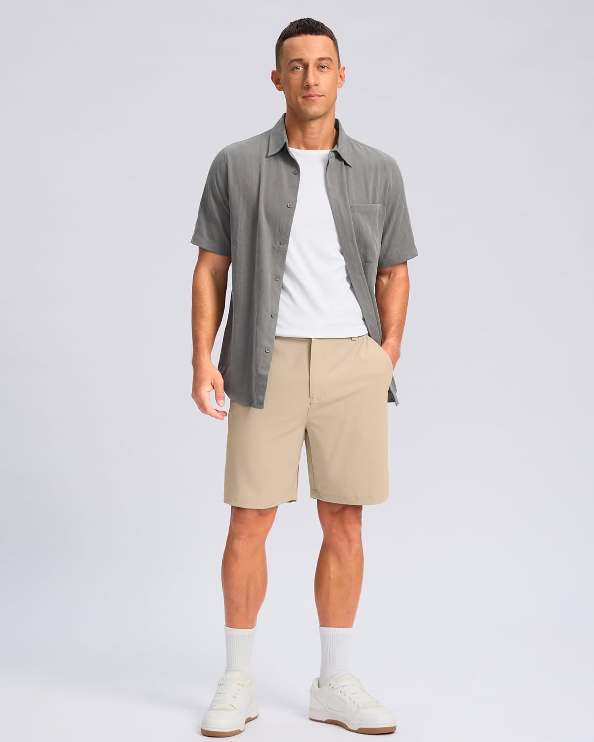 Pudolla Men's Casual Shorts 7"/9"/5" Lightweight Golf Shorts with 3 Pockets Stretch Quick Dry Comfy Work Shorts - Image 3