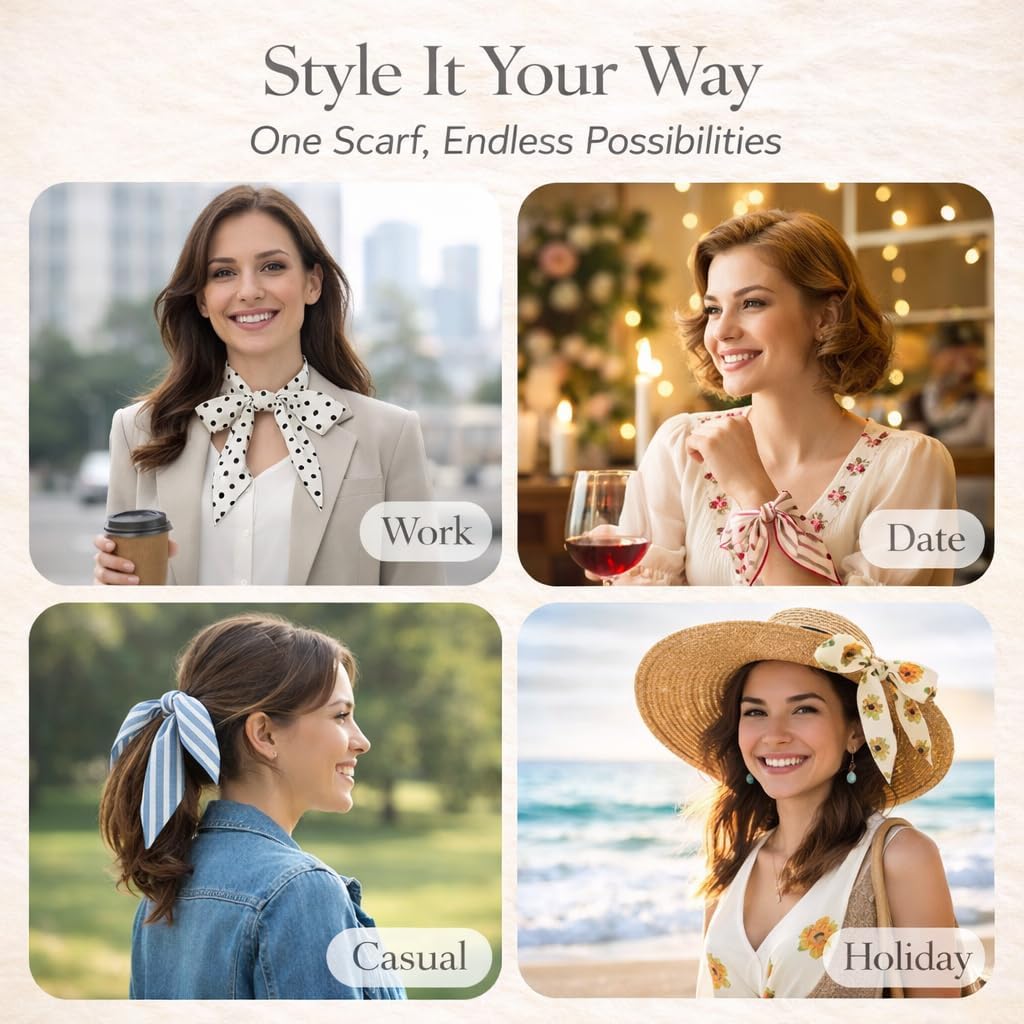 Women Handbag Scarf, Fashion Scarves for Women Multifunctional Scarves Purse Scarf Headbands for Bags