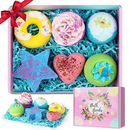 Bath Bombs, 6pcs Bath Bomb Gift Set Bubble Bath Fizzy Spa Kit for Kids Boys Girls Girlfriend Her Women Birthday Valentines Easter Christmas