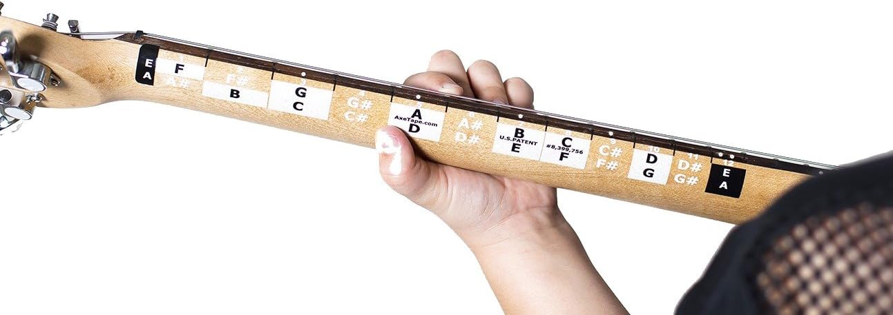 Learn Guitar Fretboard Note Decals - 22.5-22.75" Scale - (2 Pack) (Sparkly White)