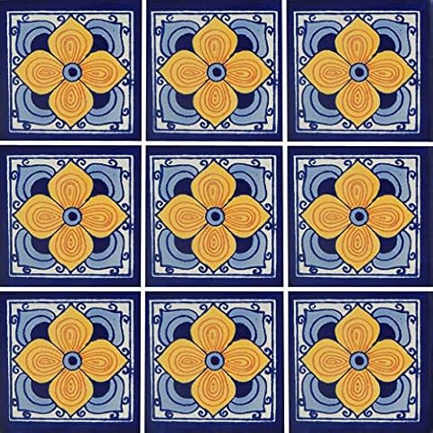 Color y Tradicion 9 Mexican Tiles 4" x 4" Hand Painted Talavera C115 Cover