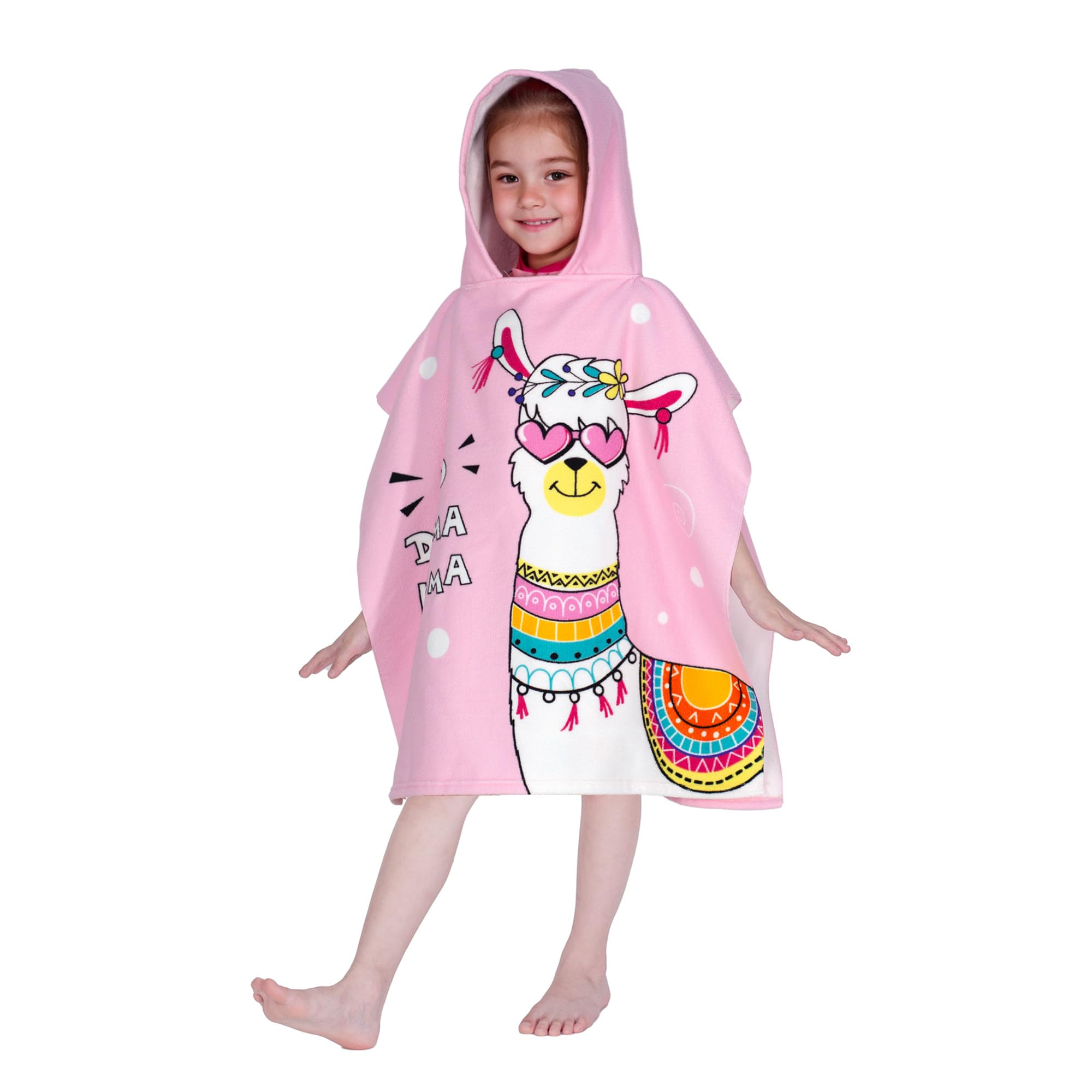 Hooded Kids Beach Towels - Toddler Bath Towel Girls Boys Swim Cover-ups for Ages 1 to 6 Kids Pool Towels Quick Dry Lightweight Soft Microfiber Poncho Towel 24x23(Alpaca)