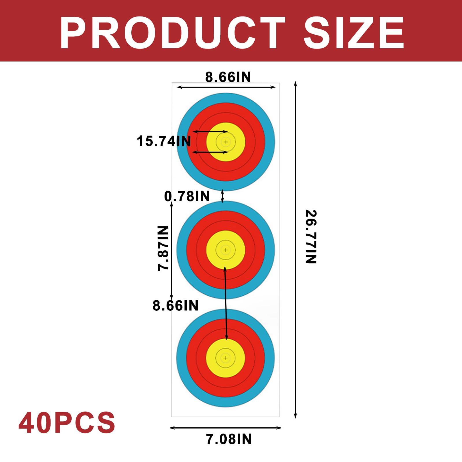 Nizirioo Target tiro con l'arco cuscini: 40 fogli 68 x 22 cm, 10 anelli, supporti per dischi per frecce e arco e balestra, accessori per tiro con l'arco