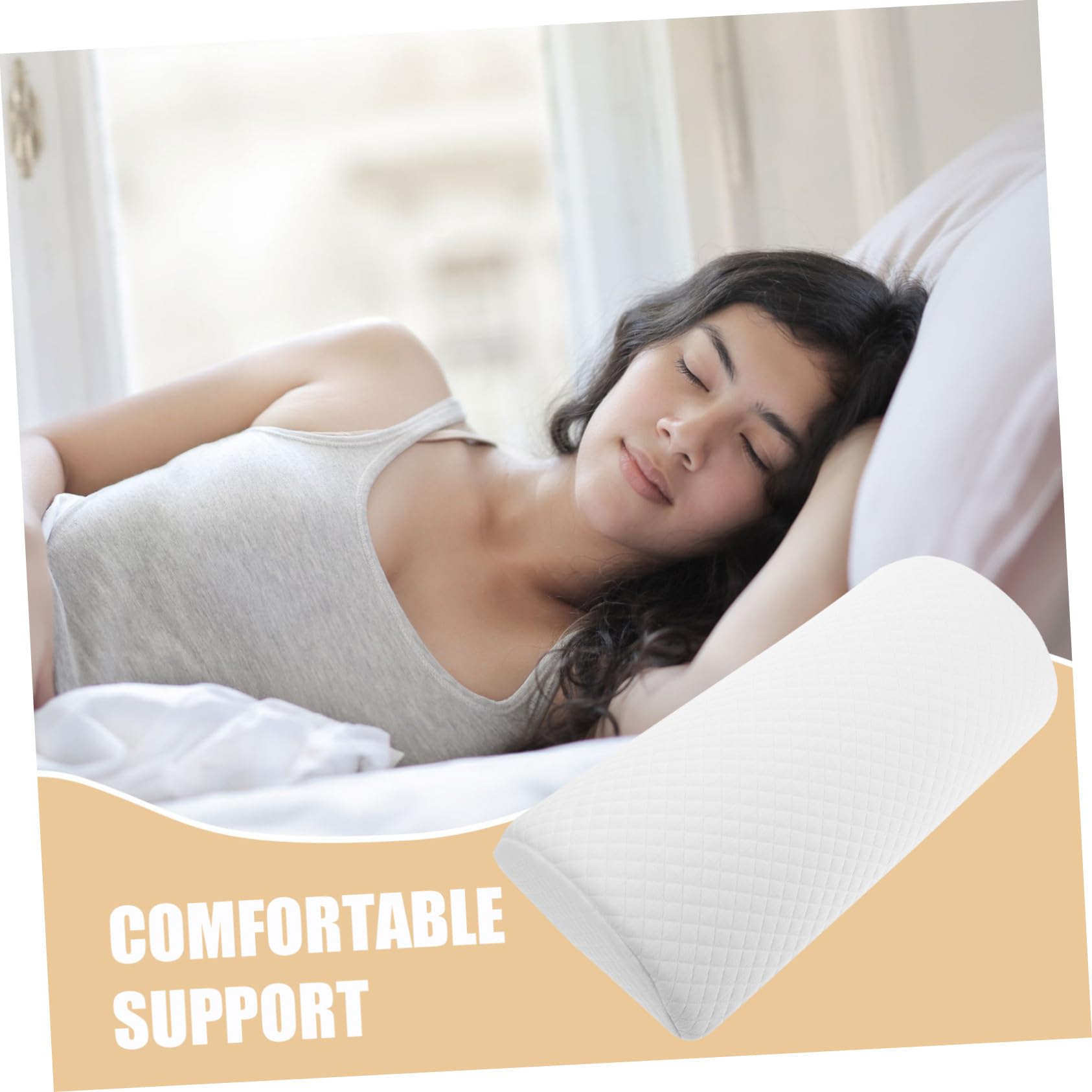 Almohada de Media Luna Viscoelástica 40x20x10 Cm Soporte Ergonómico para Piernas y Espalda 3D Aire para Casa Oficina y Automóvil