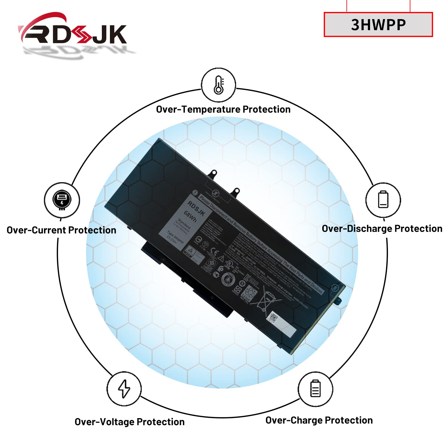 3HWPP Laptop Battery for Dell Precision 3541 3551 Latitude