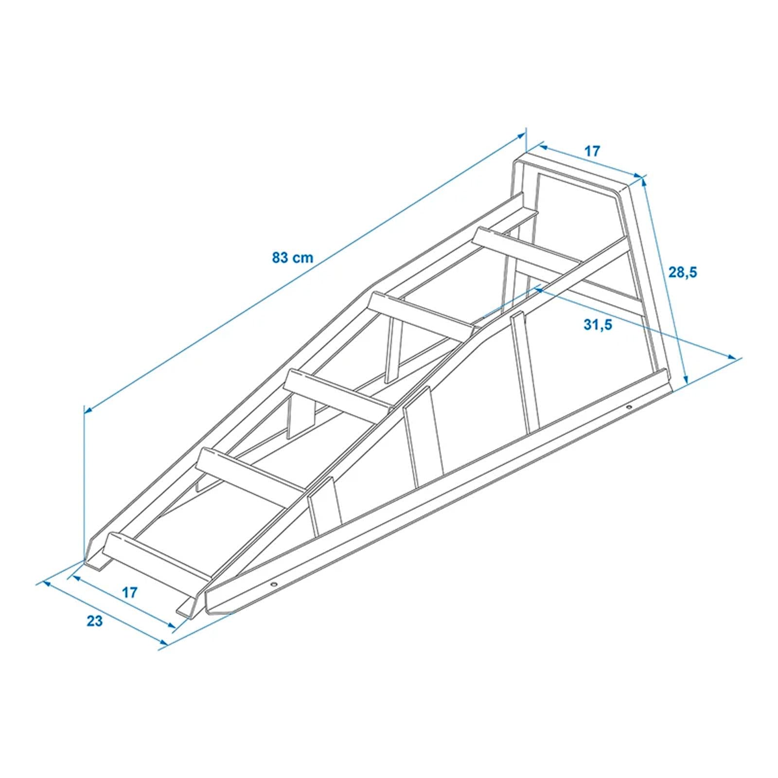 2 rampas de acceso 1000 kg de acero para coche, autocaravana, rampa cuña, ancho de vía hasta 17 cm