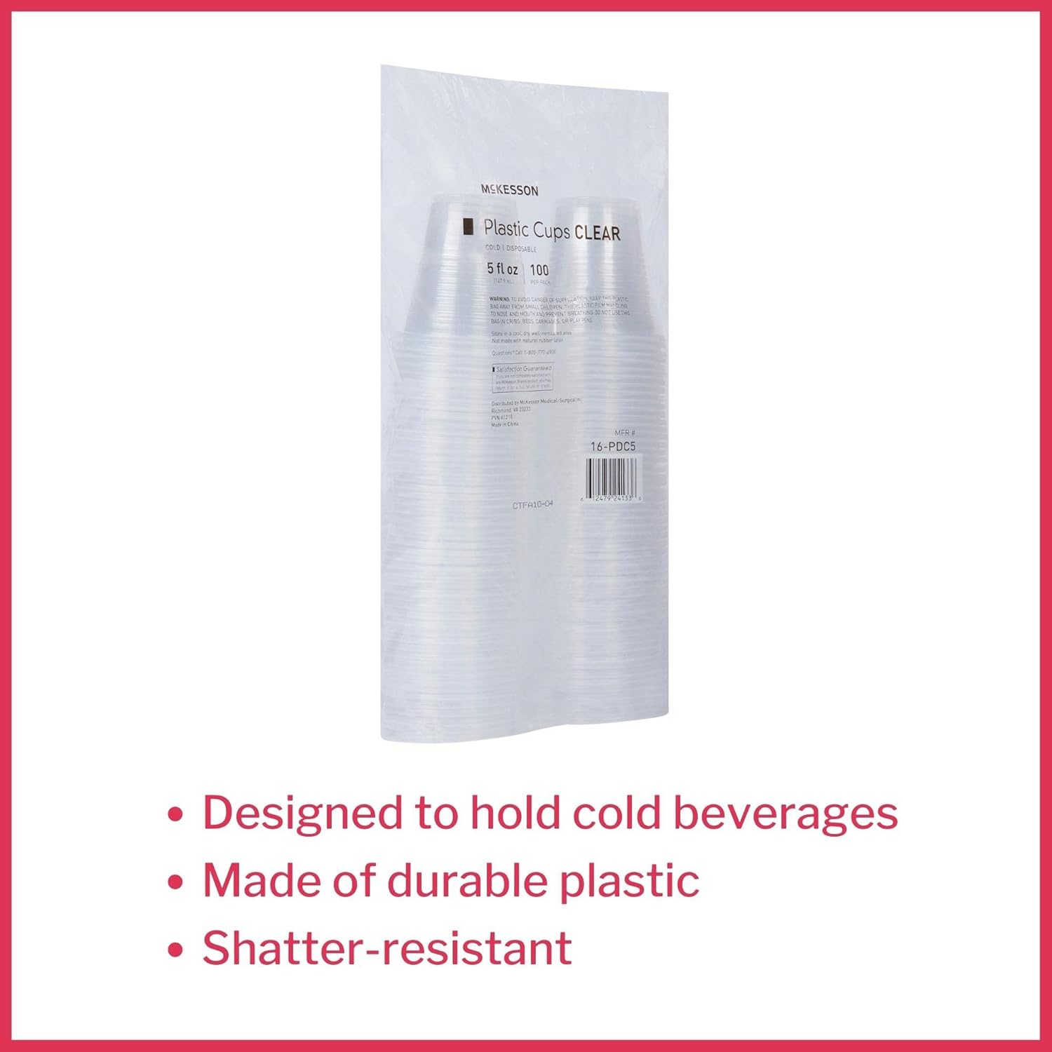 McKesson Disposable Clear Plastic Cups, 5 oz [2000 Count] Drinking, Party, Medical, Dental, Polypropylene