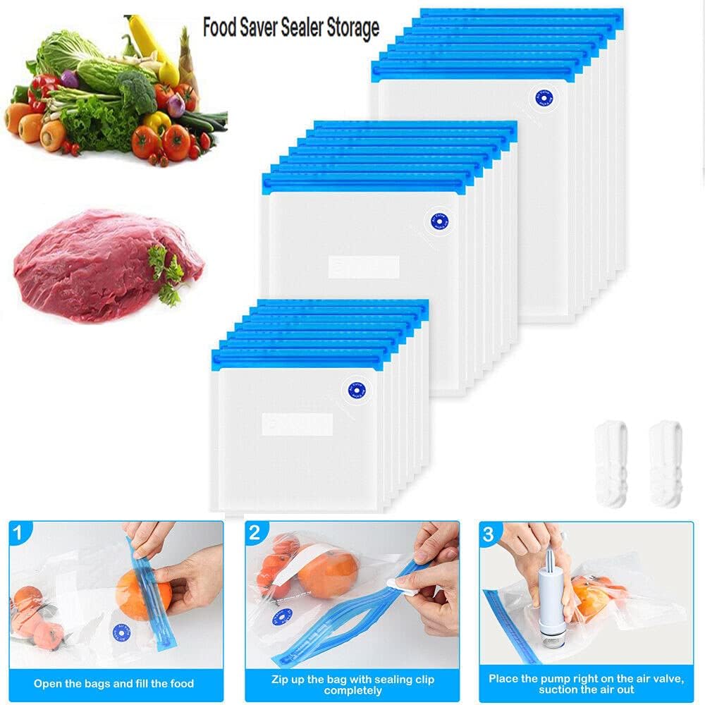 Vacuum Sealer Storage Bags, 15 Reusable Vacuum Sealer Bags, 3 Size Vacuum Sealer Bag, BPA Free, Ideal for Vacuum Storage, Meal Prep image 2