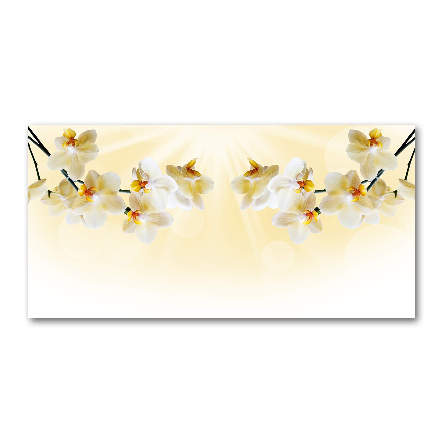 Tableau acrylique haut de gamme effet miroir 120x60 cm avec orchidée beige