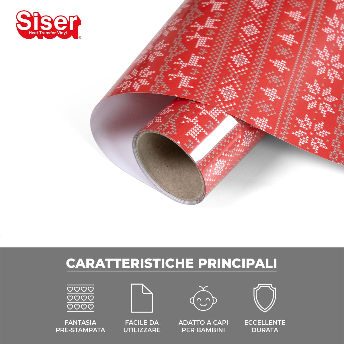 Siser Easypatterns PLUS Sweater Knit, 30cm x 0,5 mt, vinile termotrasferibile termoadesivo per la personalizzazione di abiti, accessori e tessuti d'arredo, adatto all'abbigliamento dei bambini.