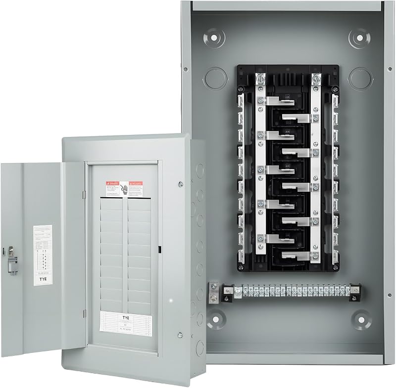 Paneles de disyuntor THQL, 20 espacios, caja de distribución de disyuntor de 125 A, gabinete eléctrico de disyuntor de 120 V/240 V, centro de carga de orejeta principal interior